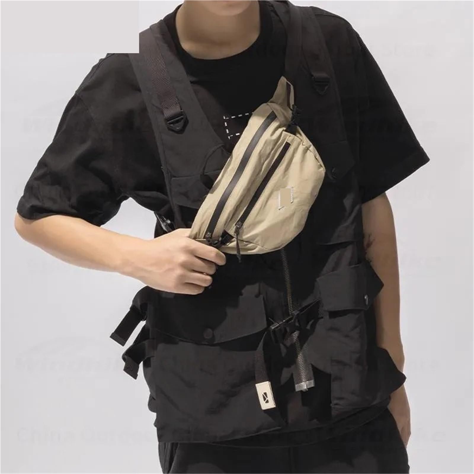 RiñOnera Running Bolsa Bandolera de Viaje al Aire Libre, Mini Bolso portátil de Bolsillo, Billetera Informal for Deportes, Correr, riñonera Impermeable Ultraligera(Khaki)