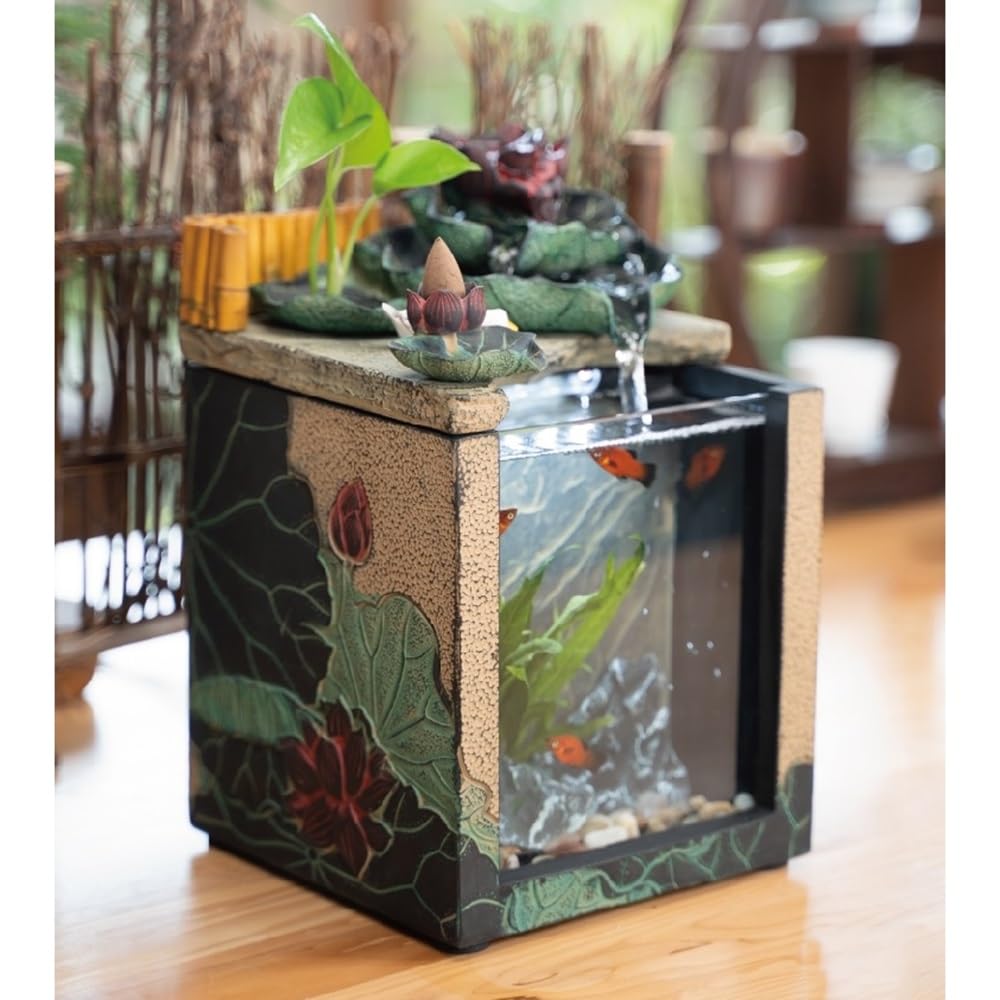 Feng Shui Fontana da tavolo Zen Scape Flow da interno, cascata con mini paesaggio autopulente interni