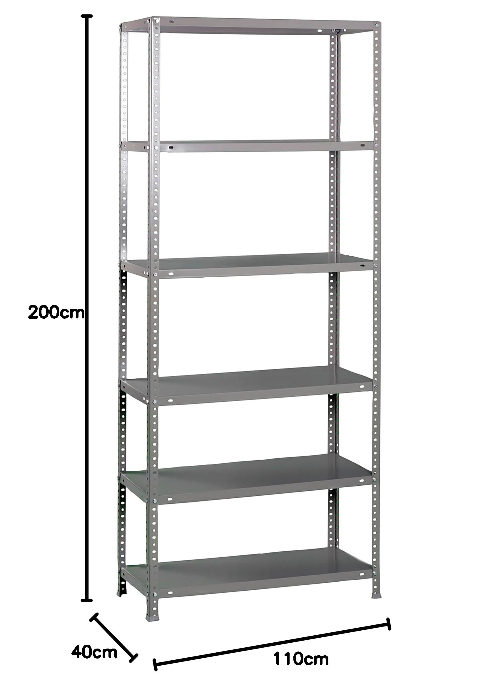 Simon Rack Regał metalowy 2000x1100x400 mm, 6 półek, nośność 75 kg na półkę, regał magazynowy i garażowy, stabilna konstrukcja, łatwy montaż, kolor Szare – Simon Classic