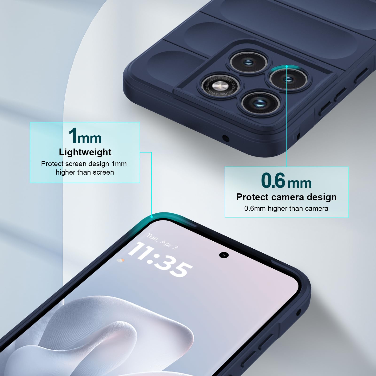 Cover per Motorola Moto Edge 70 Fusion, Custodia in Silicone Morbido TPU, Custodia Antiurto con Strato Interno in Fibra e Protezione della Fotocamera, Blu