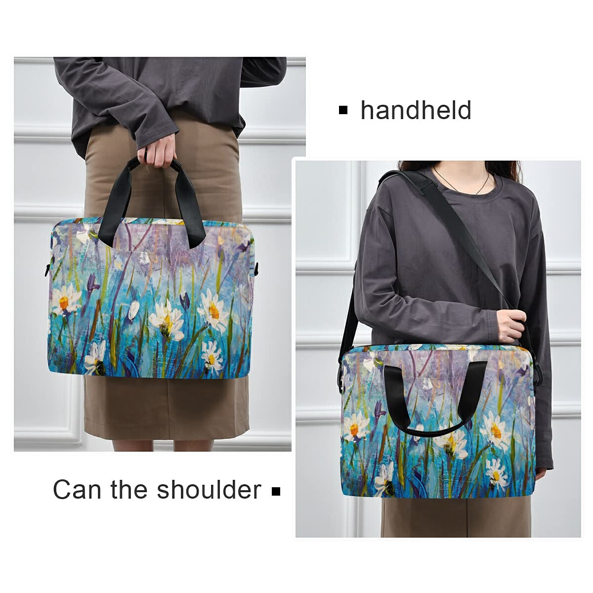 TropicalLife Borsa per computer portatile da 15,6 cm e 16 pollici, pittura a olio, margherita, custodia per computer con manico, valigetta per donne, uomini, ragazze, signore, viaggi
