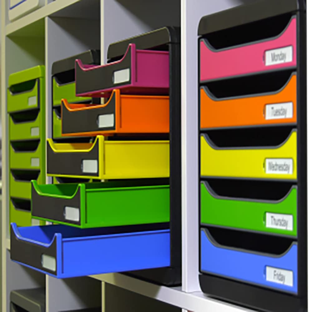 Exacompta 309798D Premium organizer Premium Big Box Iderama 5 szuflad o dużej pojemności pojemnik na dokumenty A4+ dla większej ilości miejsca na biurku szafka czarna| jabłkowa zieleń