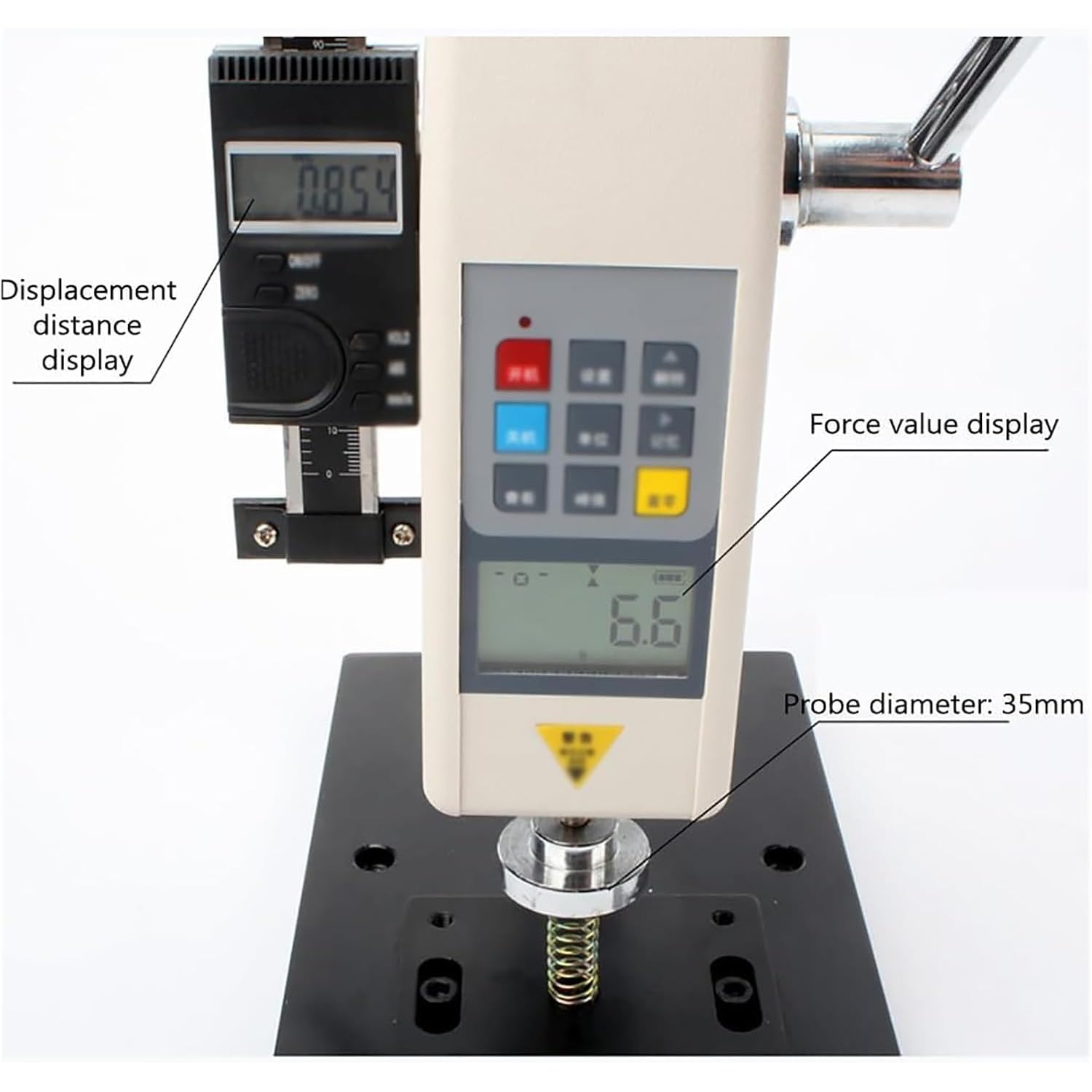 Medidor de fuerza digital, medidor manual de fuerza de empuje y tracción para pruebas de tensión y compresión, carrera efectiva de 70 mm, carga máxima de 500 N