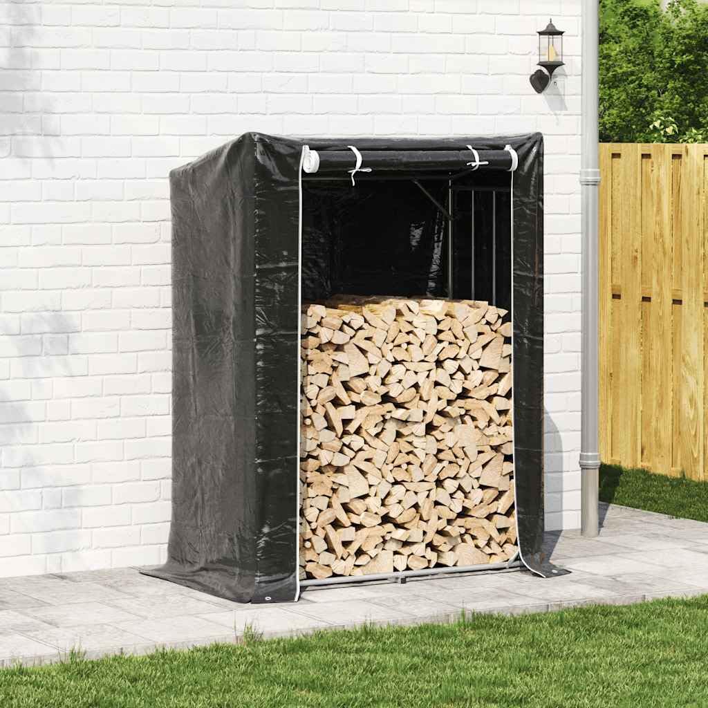 vidaXL Leñero con Protector de Lluvia 150x80x200 cm Acero galvanizado, Almacenamiento de leña, Soporte para leña para Chimenea, Almacenamiento de leña para Interior