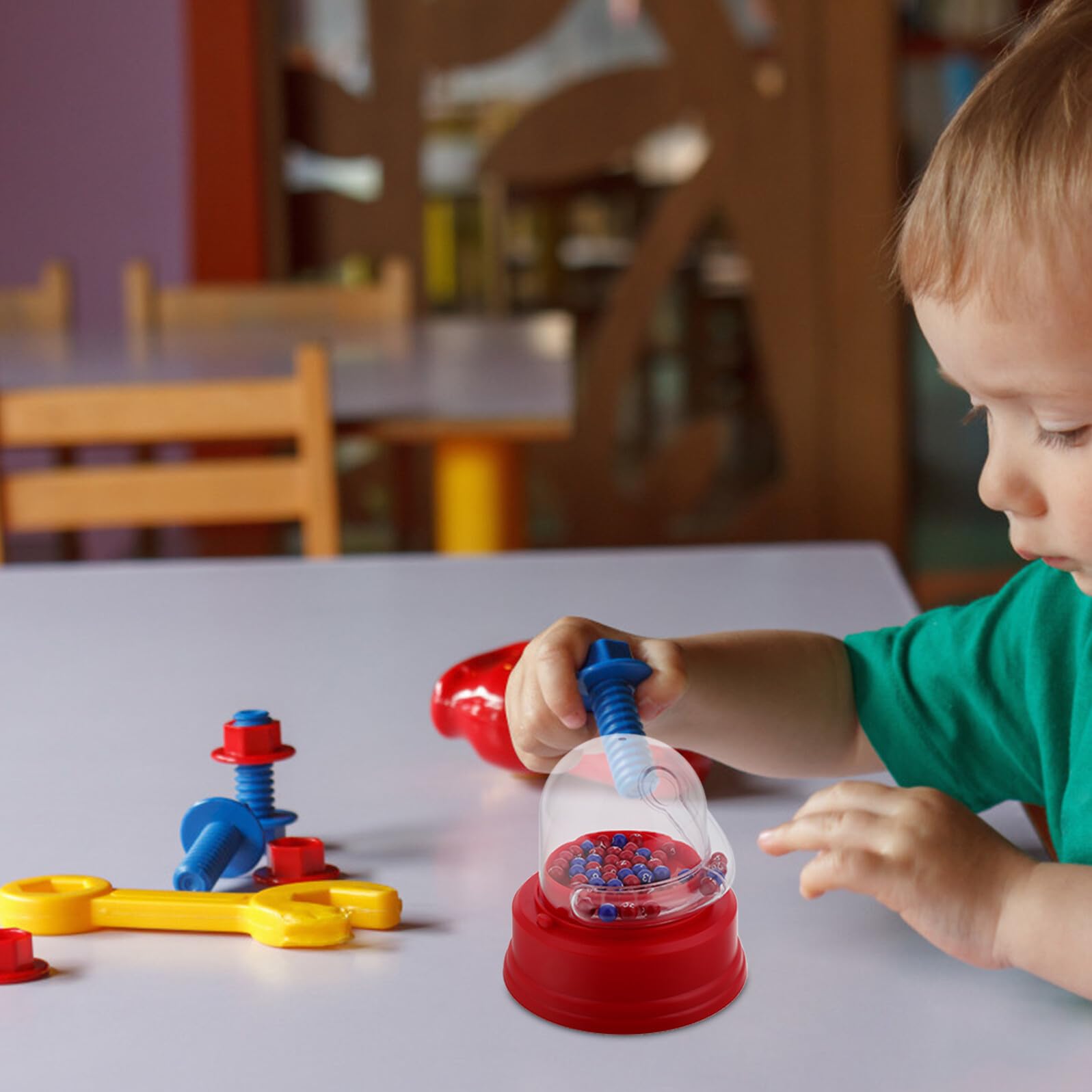 ERINGOGO Máquina Eléctrica de Lotería para Selector de Números con Bolas de Plástico Juego de Mesa para Fiestas Familiares Juguete Multifuncional para Entretenimiento Infantil