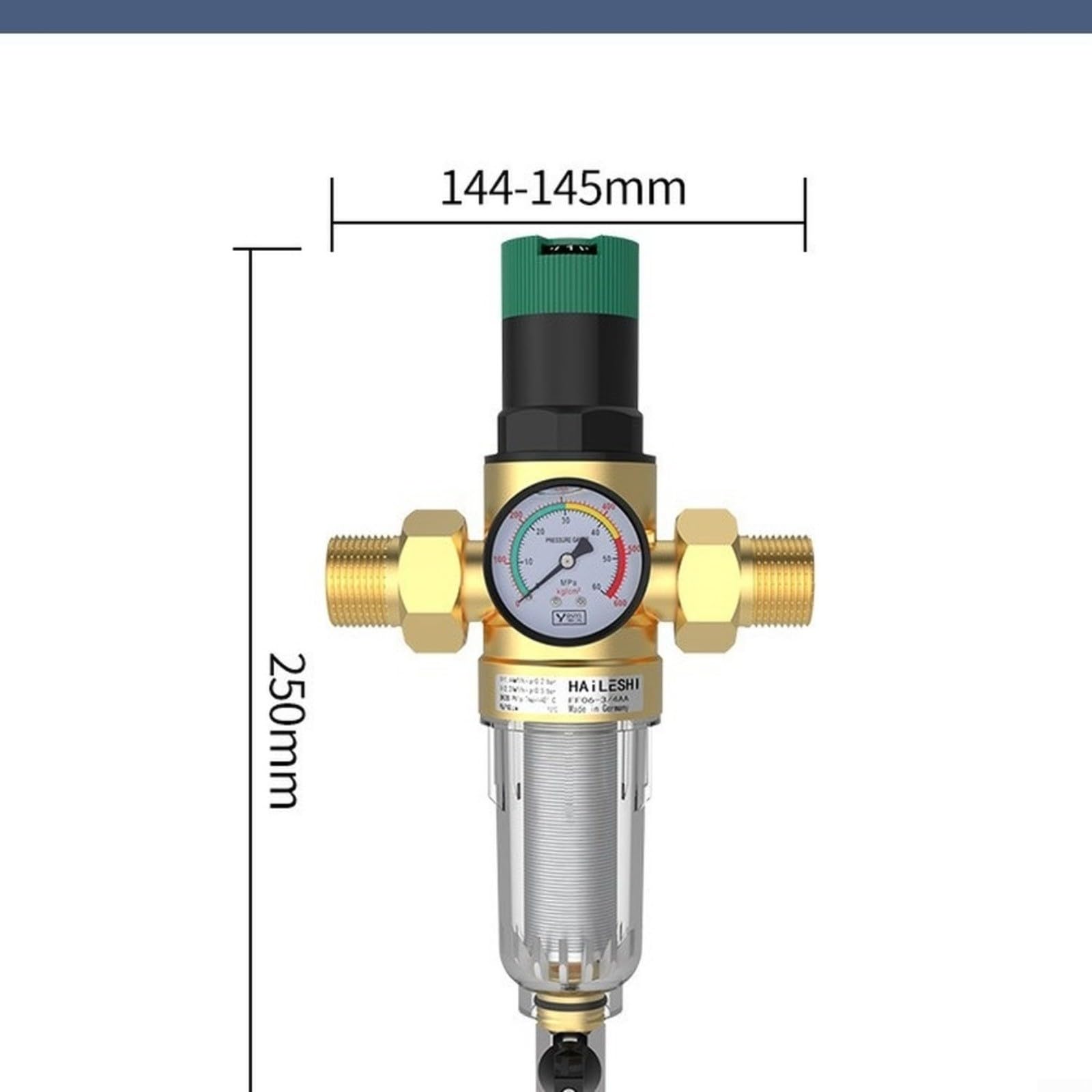 KiraKira Filtro regolatore di pressione dell'acqua in acciaio inox 316, 40 maglie per rimozione sedimenti Spin Down con manometro 1/2 3/4 1 pollice Home Plumbing (1")