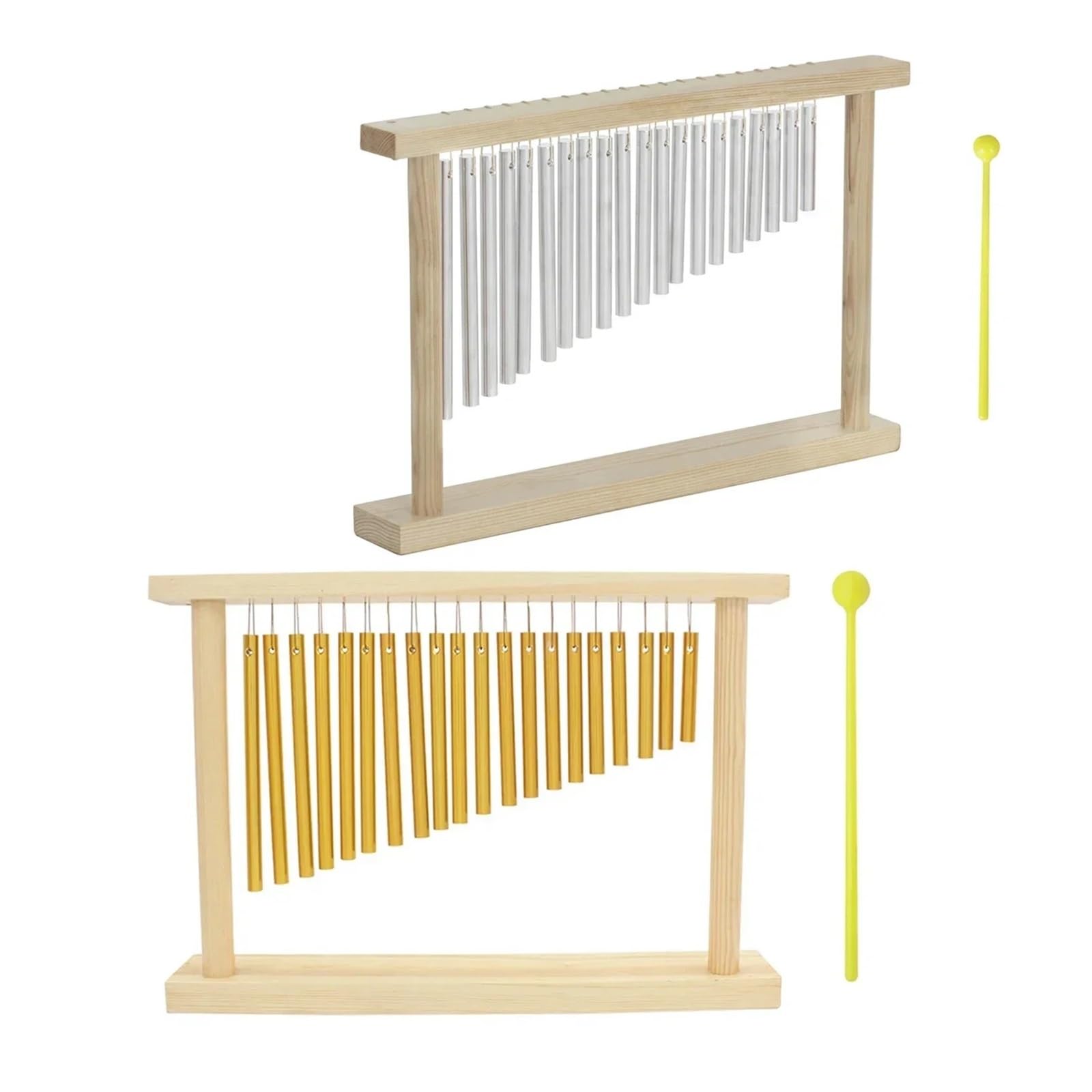 Carillón de Viento con Marco de Madera de pie, carillones de Viento de 20 Tonos con decoración de Instrumentos de percusión de Palo Campana del Viento Musical(Golden)