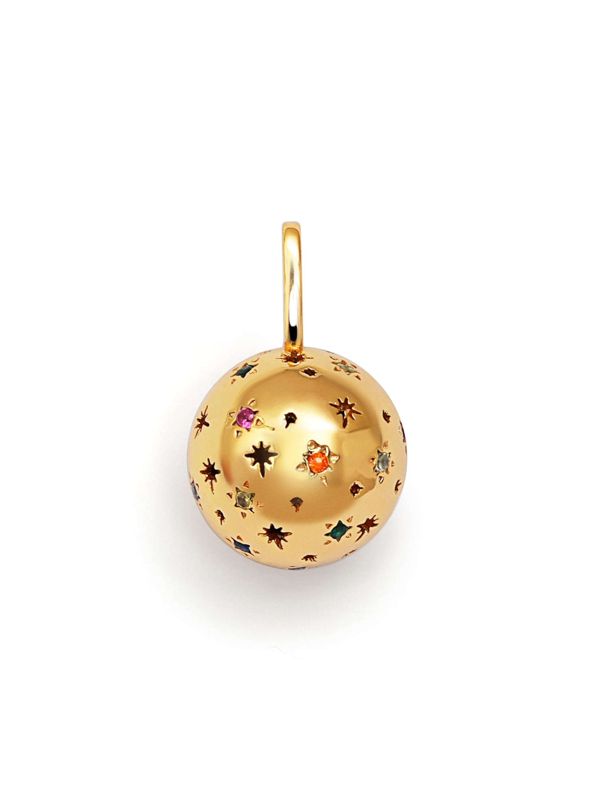 SINGULARU - Charm Llamador de Ángeles. Latón con Baño en Oro de 18 Kt y Circonita. Joyas Para Mujer.