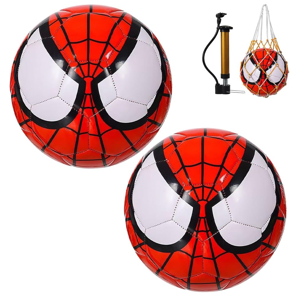 Rppiup 2 Pcs Football Size 3 with Pump, Inflator needle and Mesh Bag, Stylish, Soft-Touch PVC, Even Pressure Kids Football, Ideal for Youth Boys League Game Training Practice or Gift