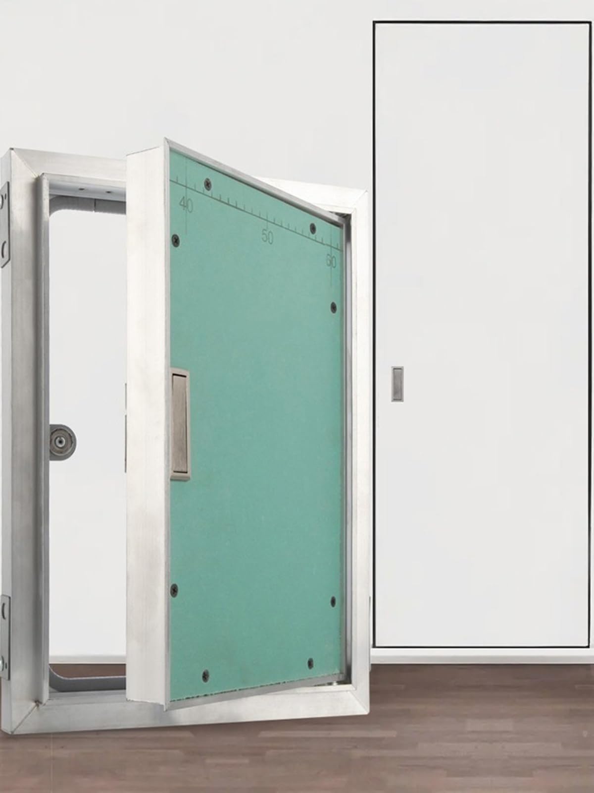 ZAQYCM Aluminum Frame Access Door with Handle & Lock, Invisible Access Panel for Drywall/Plumbing/Kitchen/Attic/Commercial Crawl Space/Mobile Home Exterior Custom Size(WxH 16x42in)