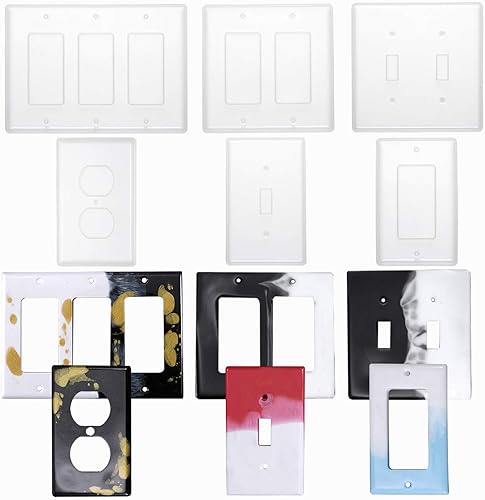 Tanlee 6 piezas de cubierta de interruptor de resina, panel de interruptor de luz, molde de silicona, molde de epoxi para hacer manualidades disponible en Yaxa Guatemala