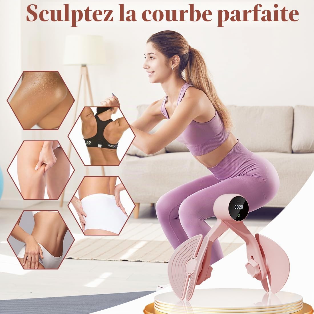 Appareil de musculation des cuisses et du plancher pelvien pour femmes et hommes, entraînement des muscles des hanches et du plancher pelvien, appareil d'entraînement des jambes pour la maison, les