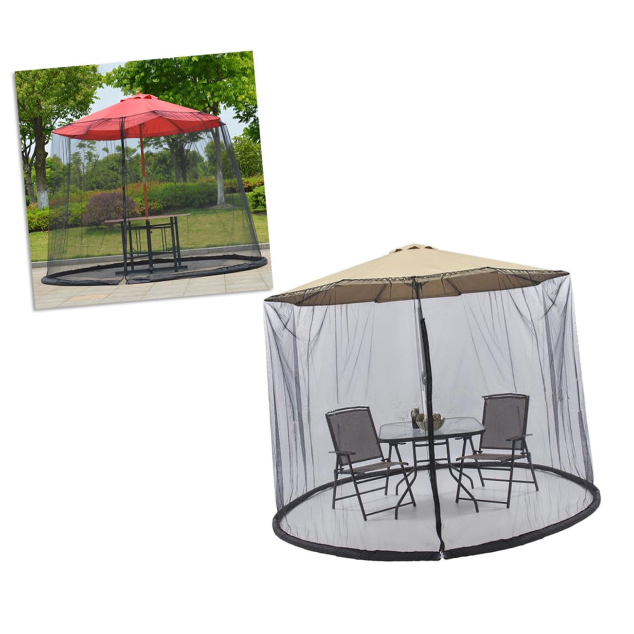 Housse de parasol protection solaire et anti-moustique facile à installer - 8