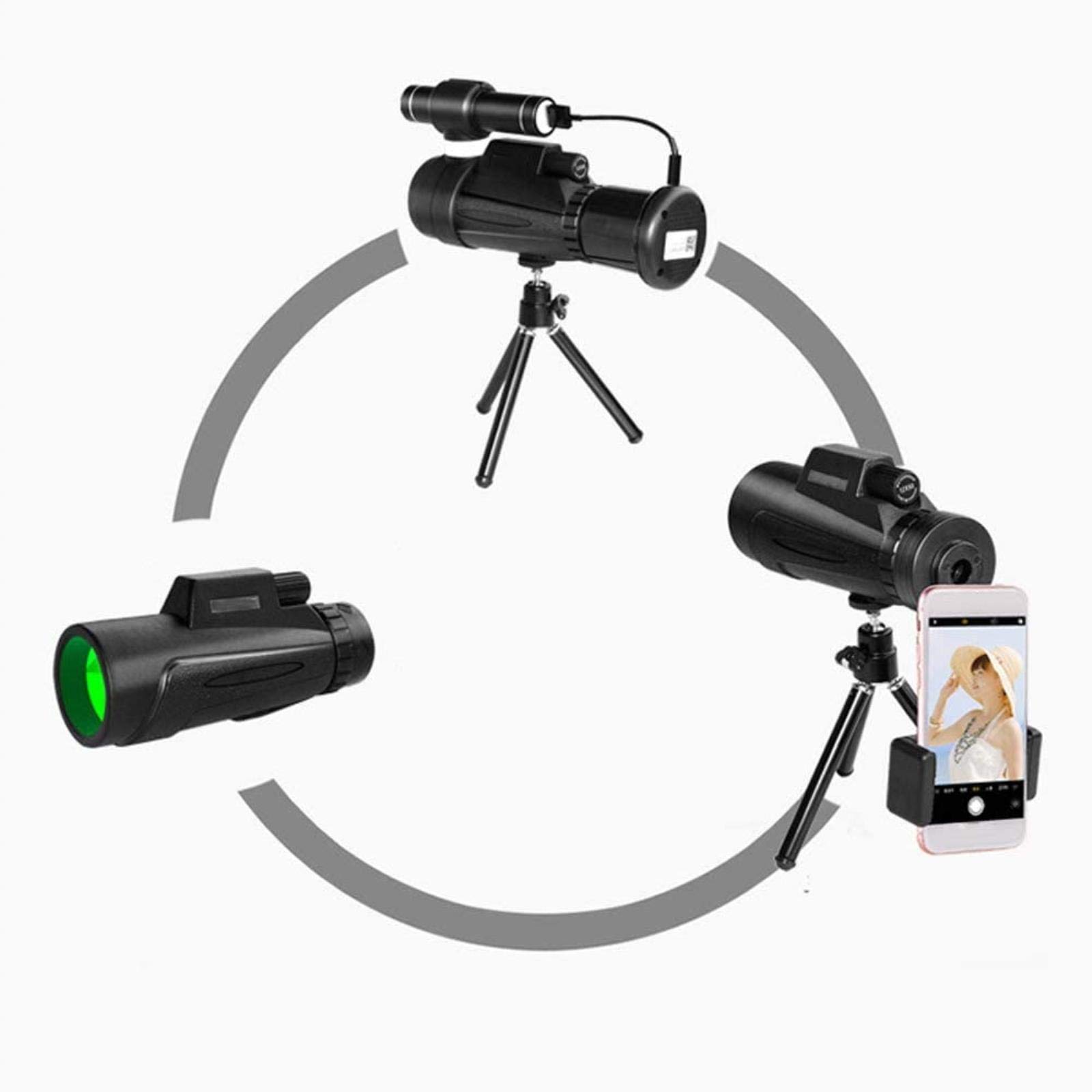 Jumelles compactes étanches 12x50, avec Objectif Prisme BAK4 Portable, Adaptateur pour Smartphone et trépied pour l'observation des Oiseaux, intérieur/extérieur