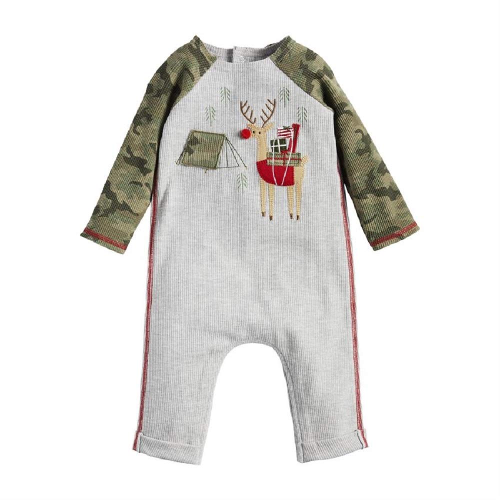 Pyjama une pièce camping renne Mud Pie vert pour bébé garçon de 6 à 9 mois