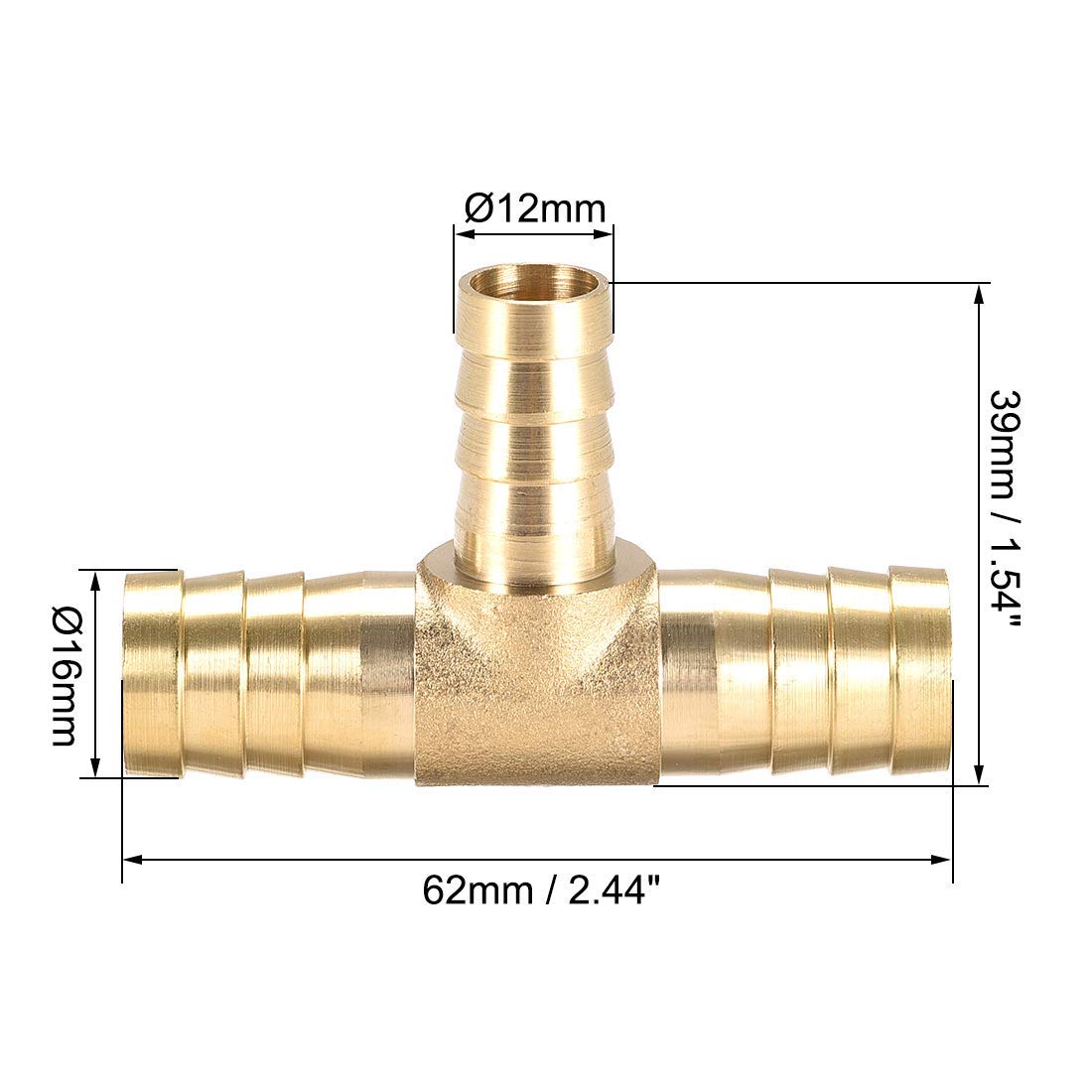XYWHPGV 16mm X 12mm X 16mm Messing Slang Reducer Barb XYWHPGV 16mm X 12mm X 16mm Messing Slang Reducer Barb