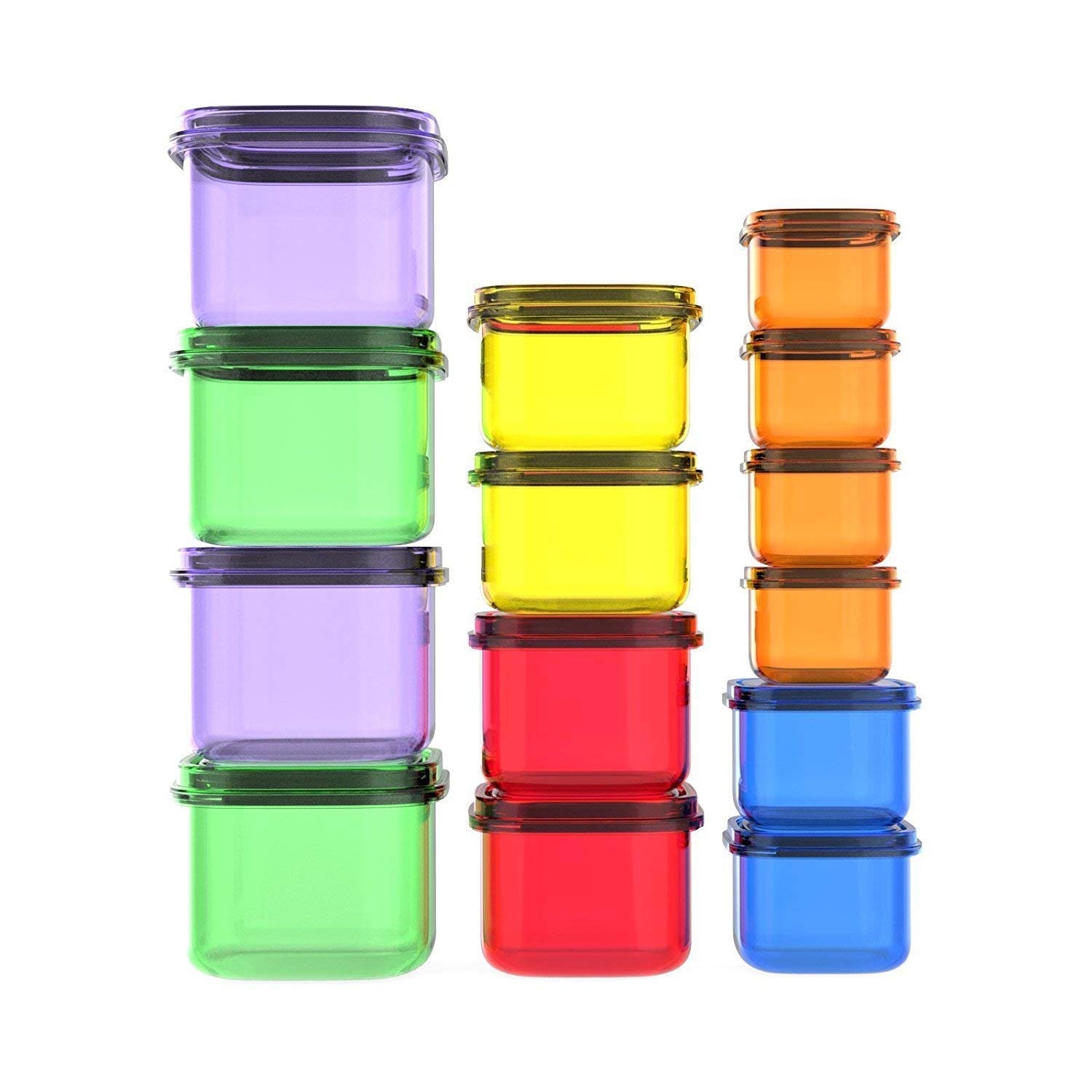 SDC - Portion Control Containers Kit Double Set (14 Piece) with COMPLETE GUIDE + 21 DAY MEAL PLANNER + BONUS EBOOK, Leak Proof Microwave and Dishwasher Safe