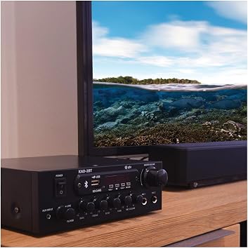 QTX | KAD-2BT Digital Stereo Amplifier Bluetooth 110W | AV Receiver Stereo HiFi Amp | Class D, FM, USB, SD, Echo, Mic, RCA, Home Cinema, Turntable, DJ, Streaming, Karaoke, TV, Desktop, Speaker System