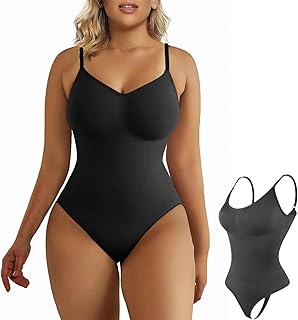SHAPERX Shapewear for Women Tummy Control Sculpting Thong Control V-Neck Corset Bodysuit