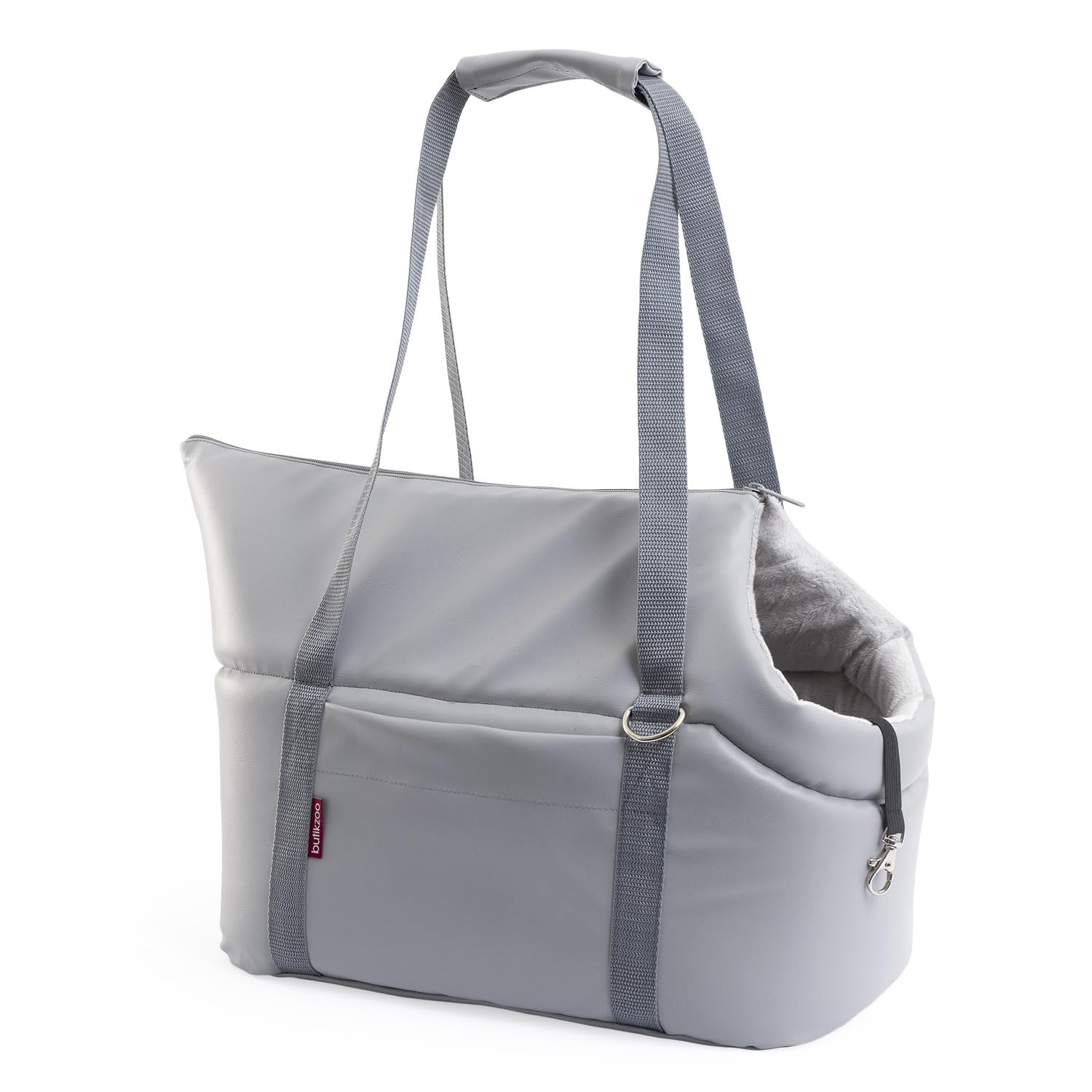 Dog Carrier Purse for Small Dogs & Cats, Portable Pet Travel Bag, Soft Shoulder Carrier for Puppies, Grey (Faux Leather), Size S, 34 x 22 x 26 cm โ image 1