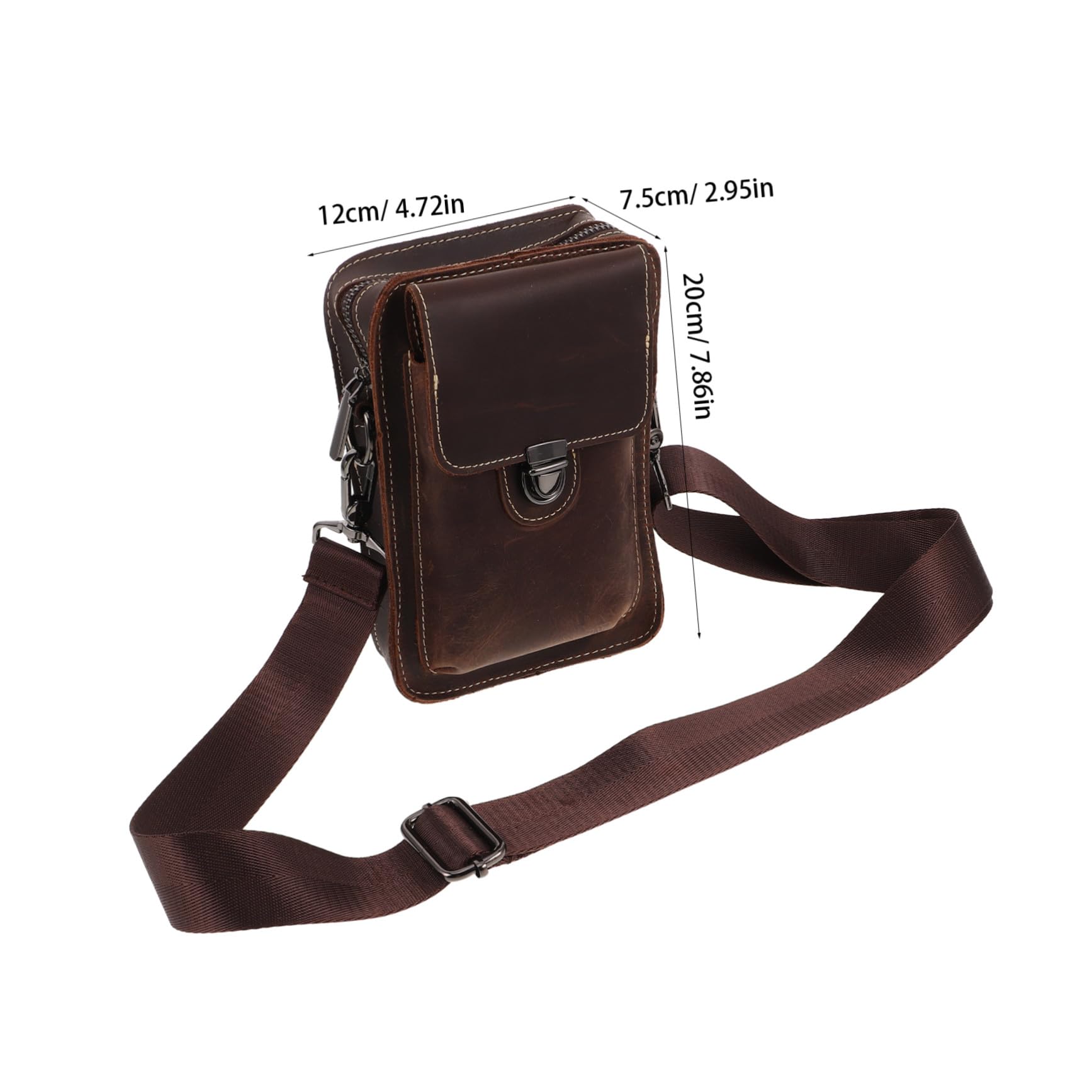 Healvian Skórzana Torba Telefon Crossbody Mężczyzn i Kobiet z Regulowanym Paskiem Elegancka Brązowa Torebka Ramię Co Dzień Podróże i Casualowe Wyjścia