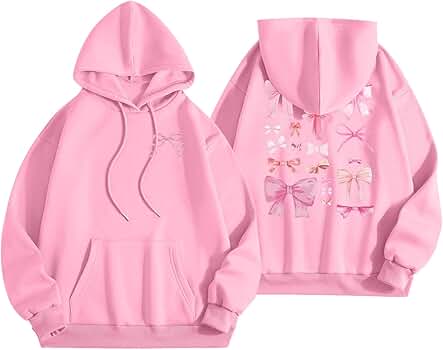 Womens Oversized Sweatshirt Fashion Bow Printed Solid Color