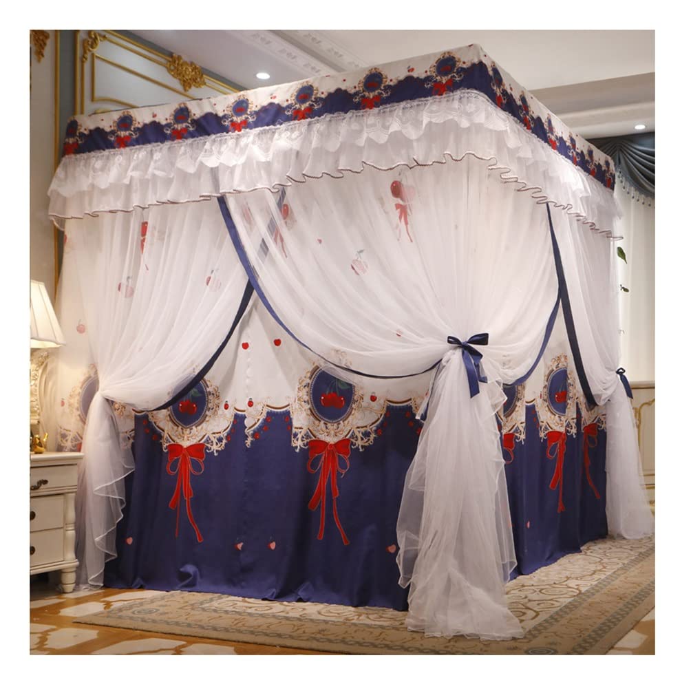 GJMSSMY Court Style Bed Canopy For Twin Queen King, Easy Install Dustproof Blackout Bed Curtain Mosquito Net Bedroom Decor (Color : H, Size : 200X220cm/79X87in)