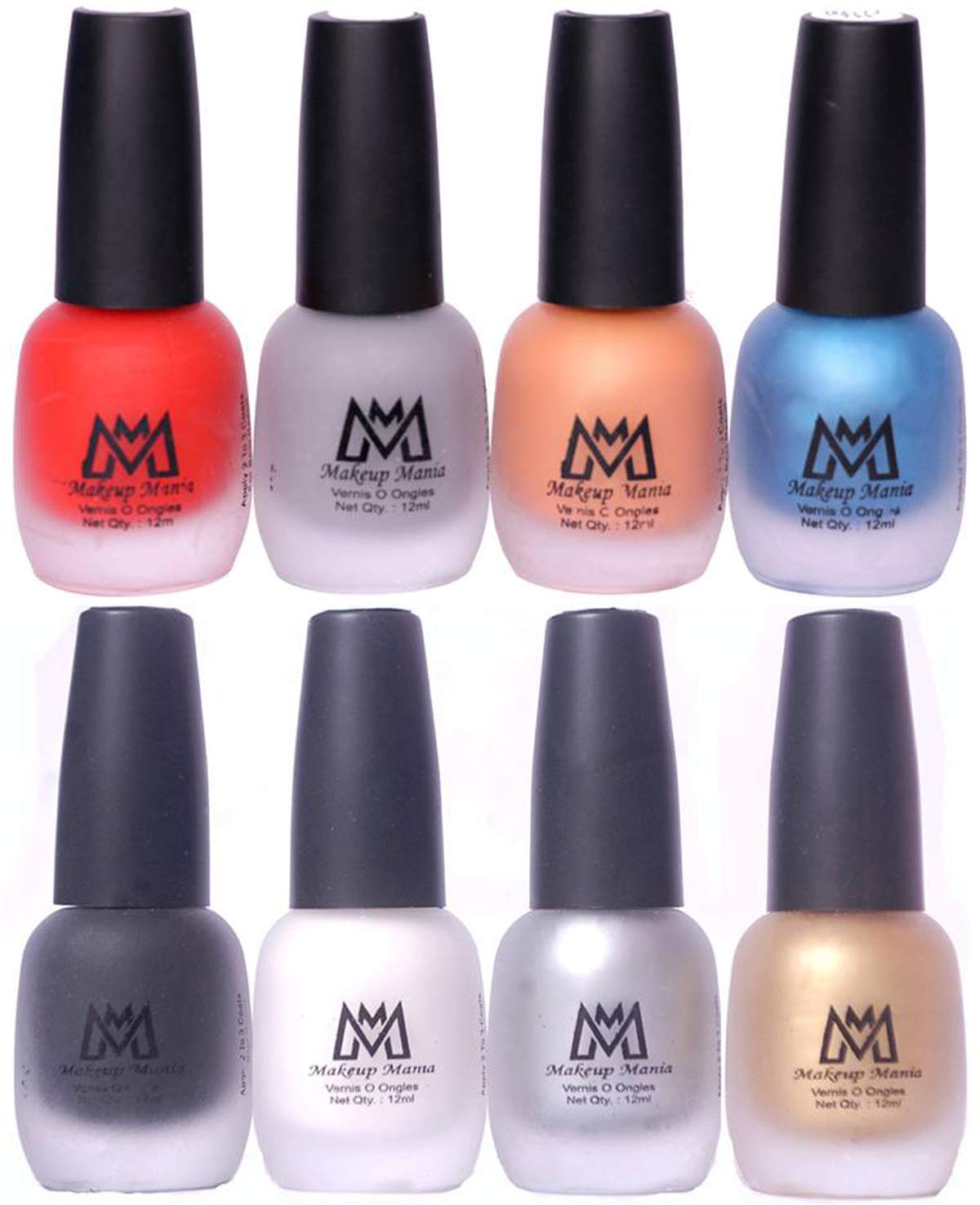 Makeup Mania Velvet Nail Paint Combo, Matte Nail Poilish Set of 8 Pcs, Multicolor (MM # 15-69)