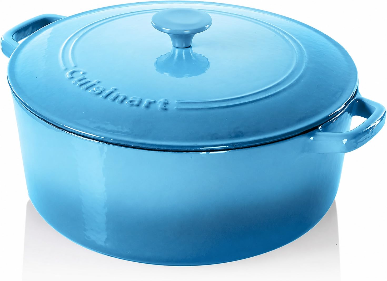 Cuisinart Chef's Classic Enameled Cast Iron Dutch Oven with Lid, Porcelain Enameled Interior, Oven Safe, Induction Compatible, 7-Quart, Round, Blue Gradient