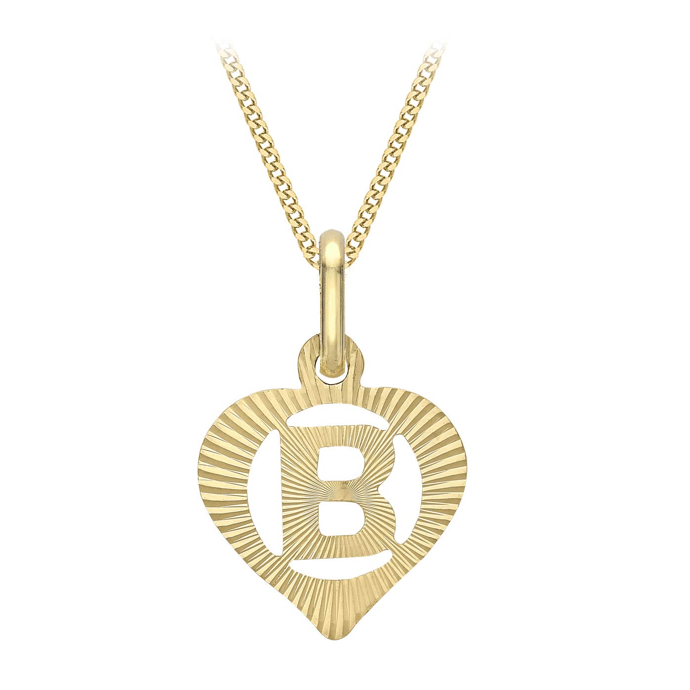 CARISSIMA Damen Halskette 9 Karat (375) Gelbgold Diamantschliff Initiale Herz Anhänger an Panzerkette 46 cm