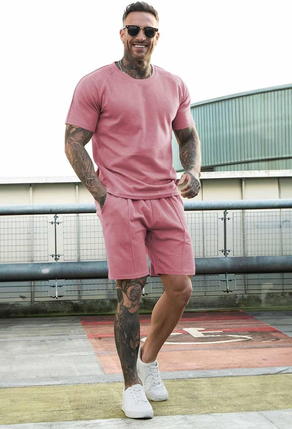 GINGTTO Mens Short Sets 2 Piece Outfits Fashion Summer Tracksuits Casual Set
