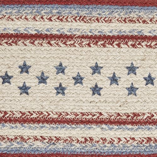 VHC-Brands-Celebration-Farmhouse-Jute-Table-Runner-Oval-Red-Creme-Blue-8×24 VHC Brands Celebration Farmhouse Jute Table Runner Oval Red Creme Blue 8×24
