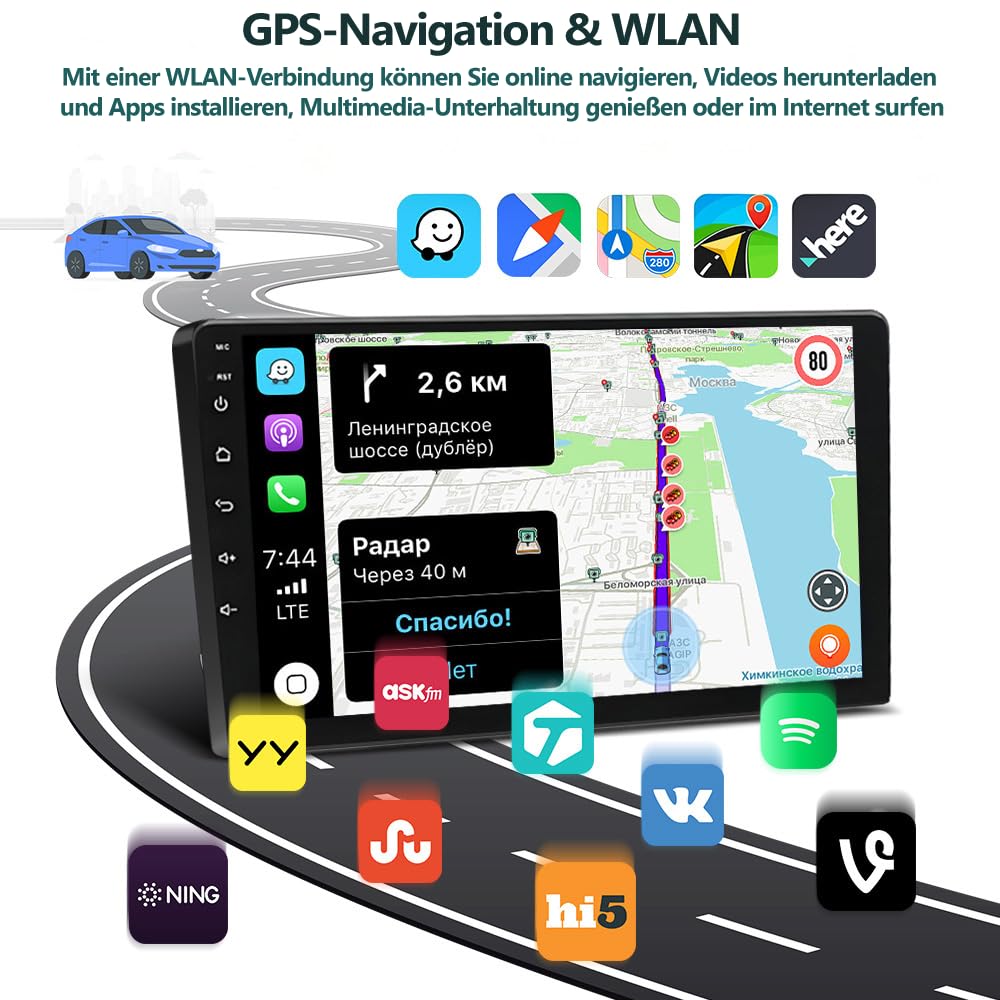 4G+64G Android 14 Autoradio für Seat Mii 2011-2019 mit Carplay & Android Auto, Doppel-Din Autoradio mit Bluetooth 6.86 Zoll HD Touchscreen, WLAN, FM, Rückfahrkamera, MirrorLink, Lenkradsteuerung, Navi