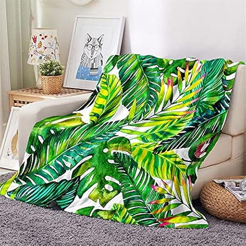 Chickwin Tropical Plants Flannel Blanket Throw Cover