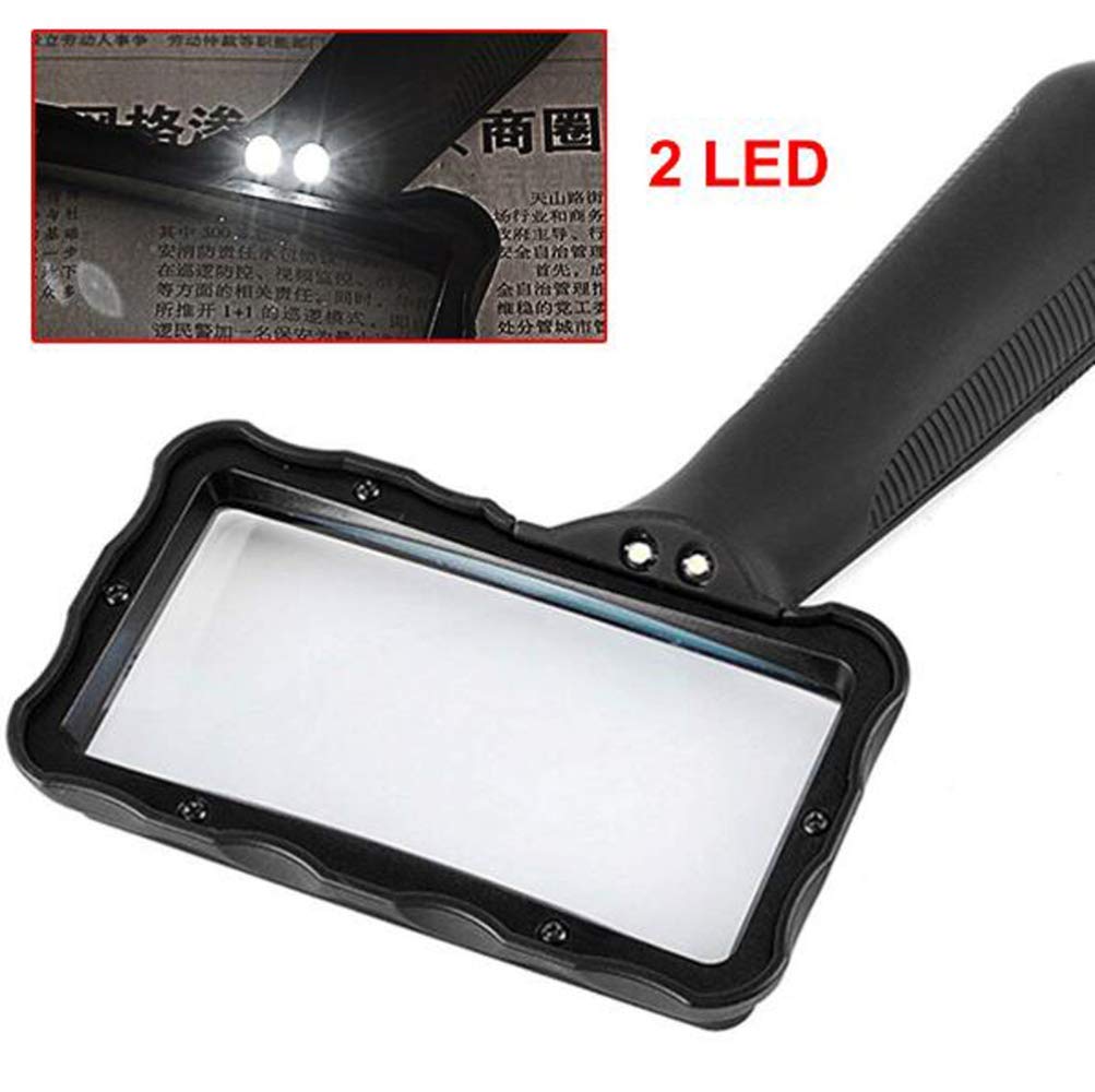 Lupa de Mano con luz LED, Lente acrílica 2X, Ayuda de Lectura portátil e iluminada, Ideal para Leer Libros, periódicos y observar aficiones.