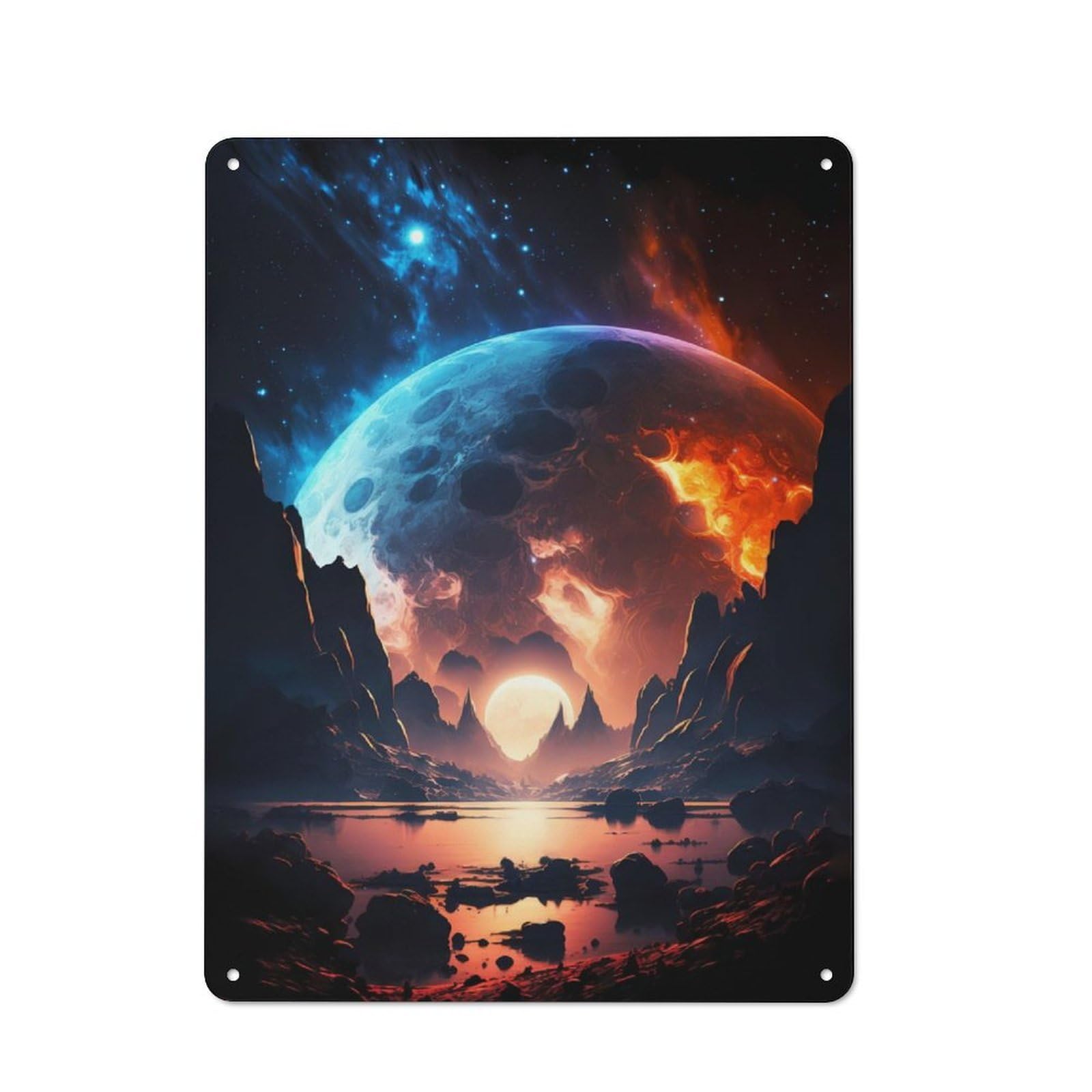 Junmoney Universe Skyline Landscape Vintage Tin Sign 40X30cm With For Garage Wall, Suited To People Furnishing A Garage