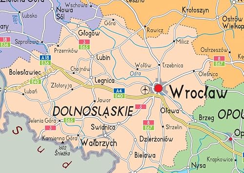 Mapa polityczna Polski - laminowany papier (A1 rozmiar 59,4 x 84,1 cm)
