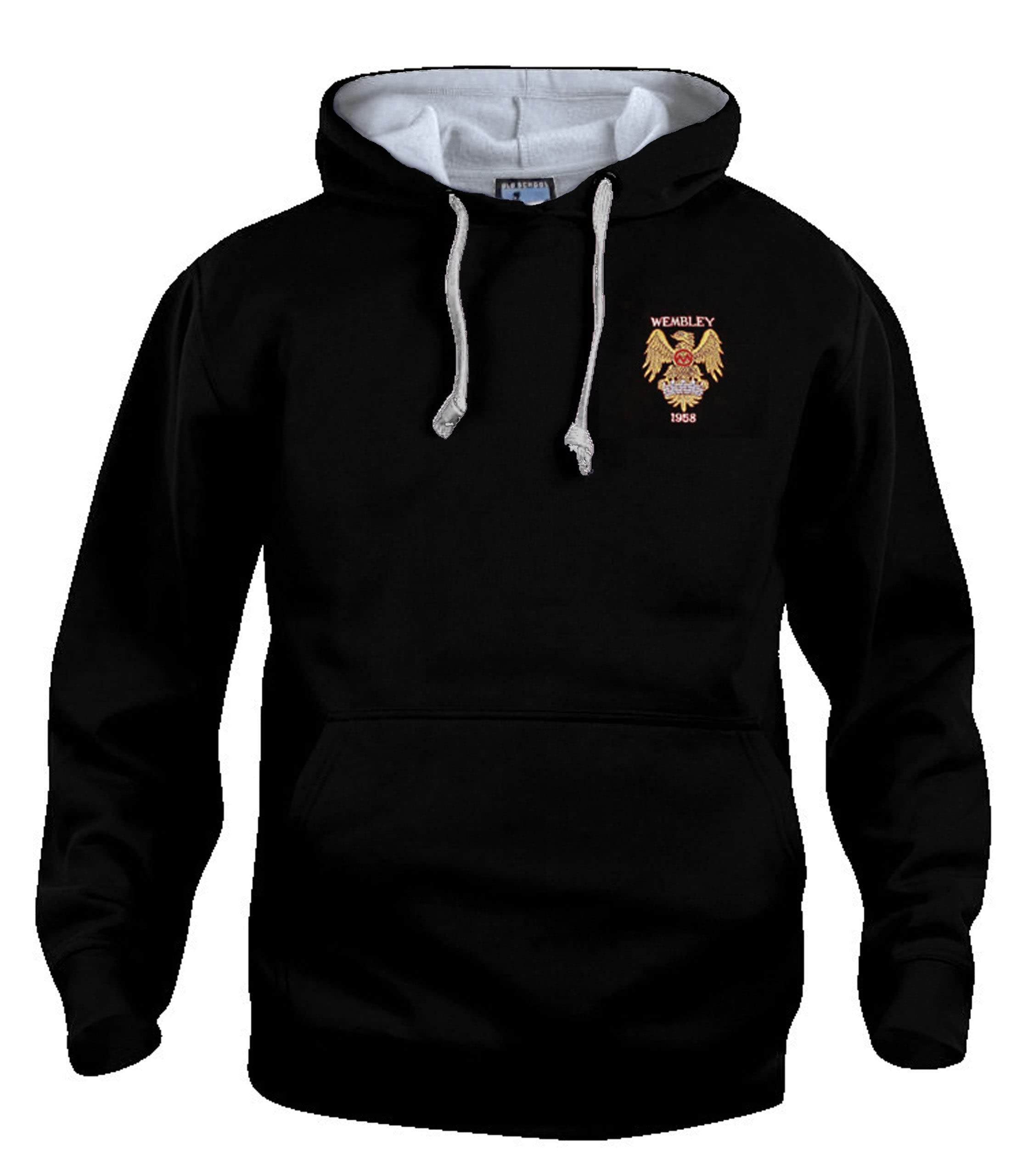 Manchester U. 1958 Retro Football Hoodie Embroidered Logo Black