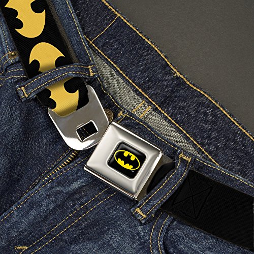 Buckle-Down Seatbelt Belt - Bat Signal-1 Black/Yellow - 1.0" Wide - 20-36 Inches in Length2