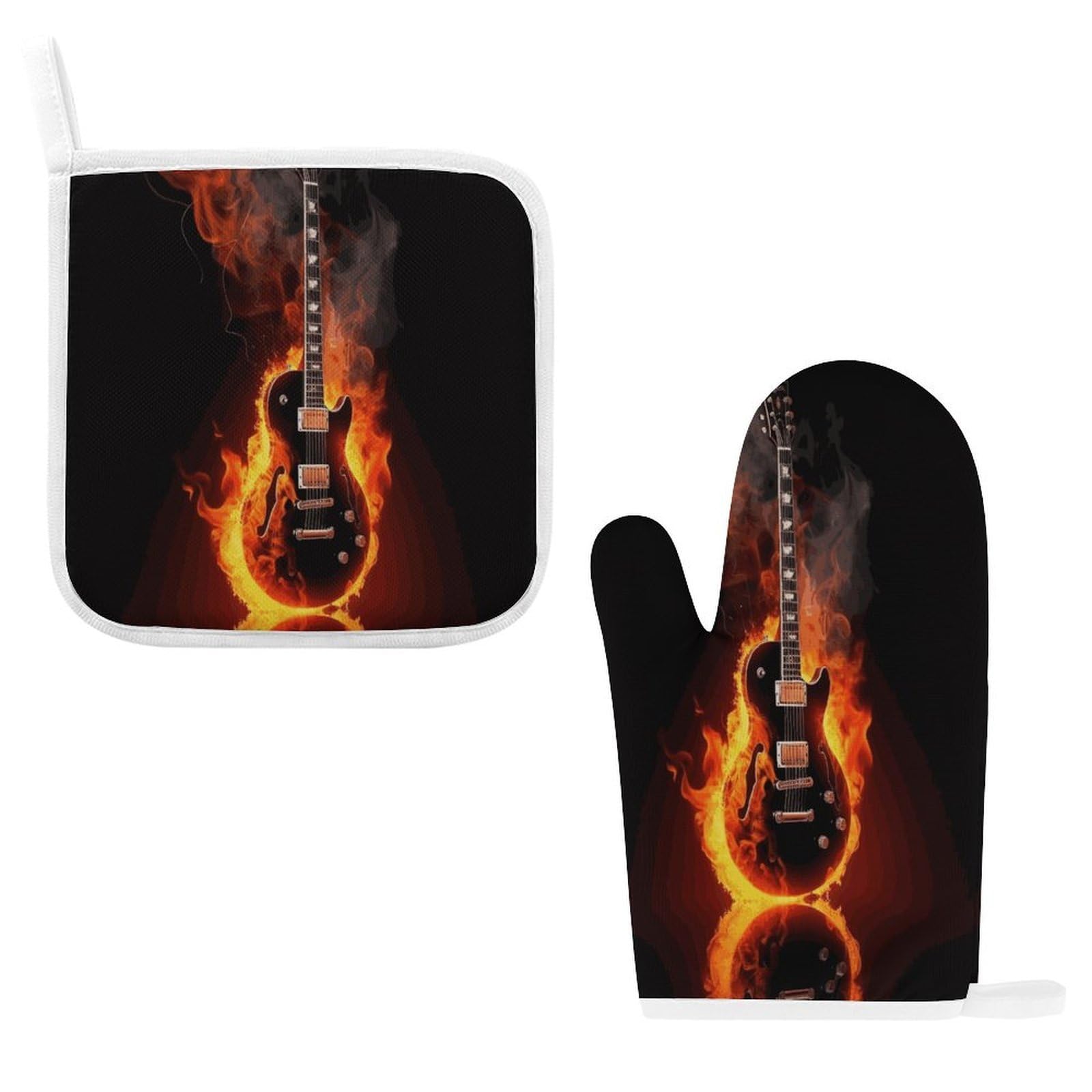 Fodpand Style Fire Guitar Oven Mitts And Pot Holders Sets