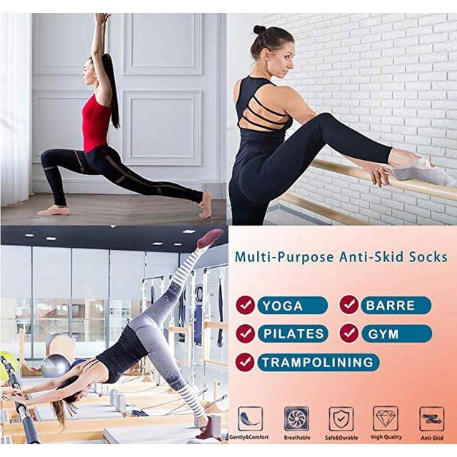 1Pair Black Yoga Socks with Grips Pilates Socks for Women Non-Slip Workout Socks D1-2306-YJW,Active,Athletic Socks,Women's Yoga Socks,Women's Athletic Socks2