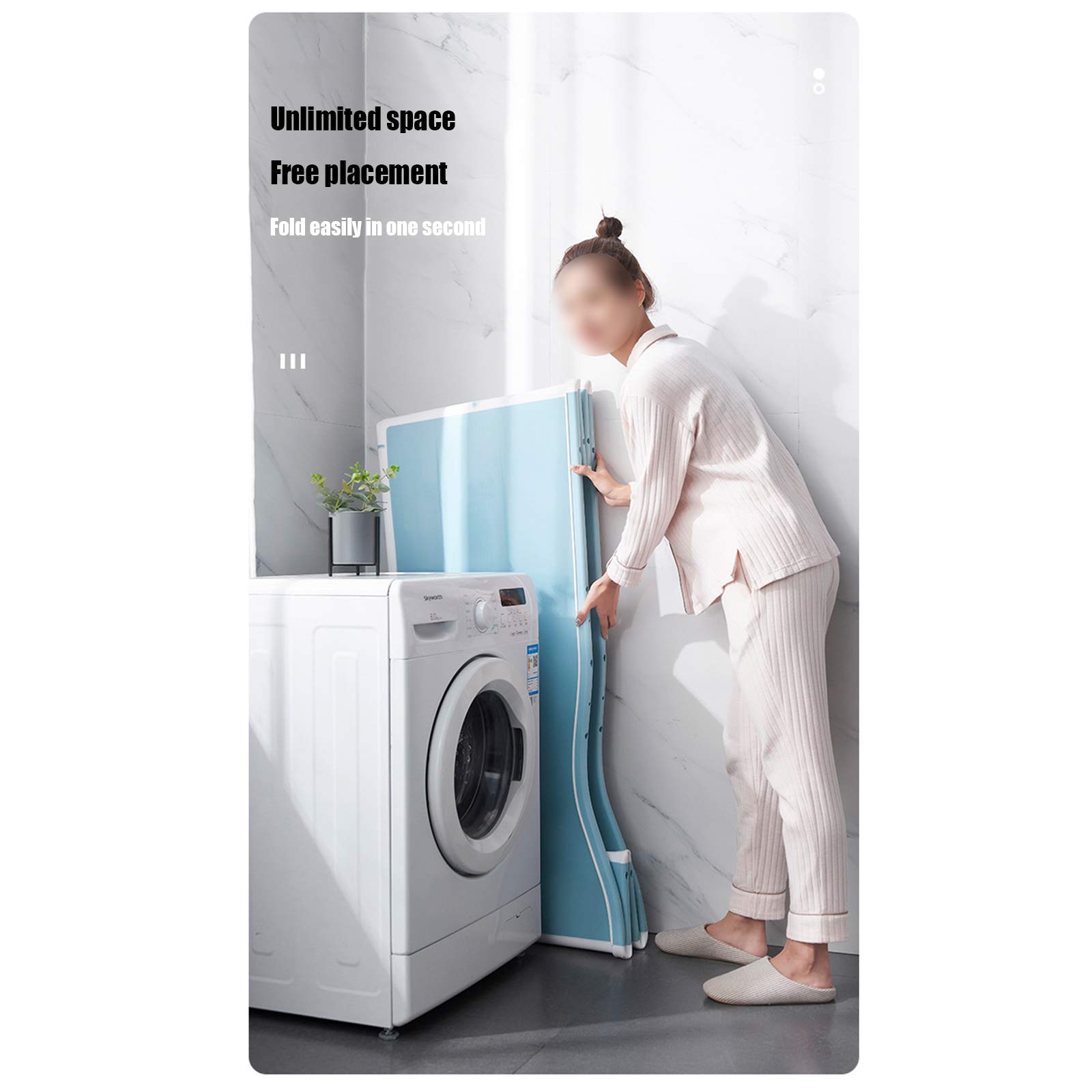 Vasca da bagno pieghevole portatile da 130 cm, vasca da bagno indipendente con coperchio e tubo di scarico, vasca da bagno pieghevole in plastica ispessita blu per adulti, capacità portante 41,9 kg