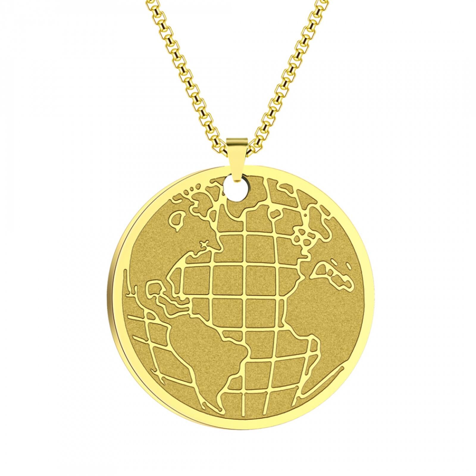 Collier globe terrestre vintage en pendentif pour femme avec chaîne élégante