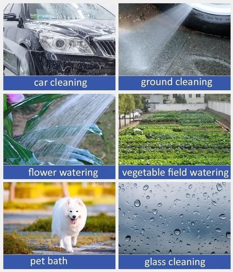 SUNICE 10 Meter Metalic Blue Flexible Hose Pipe, Spray, Adapter (Pipe Diameter: ½’’ inch, 0.5 Inch, 12 mm) Gardening, House Cleaning,Car and Bike Washing Hose Pipe Spray Gun (10 METER, BLUE)