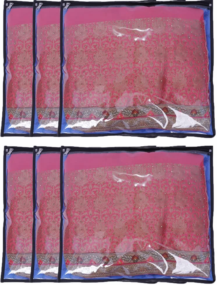 Able Set Of 6 Pcs Single Saree Covers/Clothes Storage Bag/Wardrobe Organizer With Front Full Transparent Transparent For Lehenga, Suit, Dress,& Accessories (NAVY BLUE) (B0B297D2MH) Amazon Price History, Amazon Price Tracker