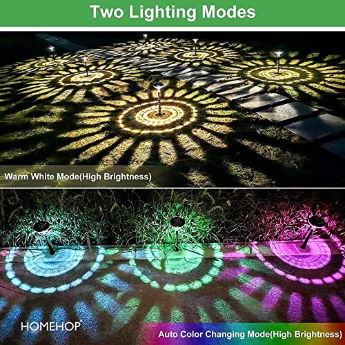 Homehop Solar Garden Lights Waterproof Landscape Automatic Bollard Lawn Pathway Flickering LED Lamp for Home Outdoor (Multi-Color, ABS, Combo Pack of 2)