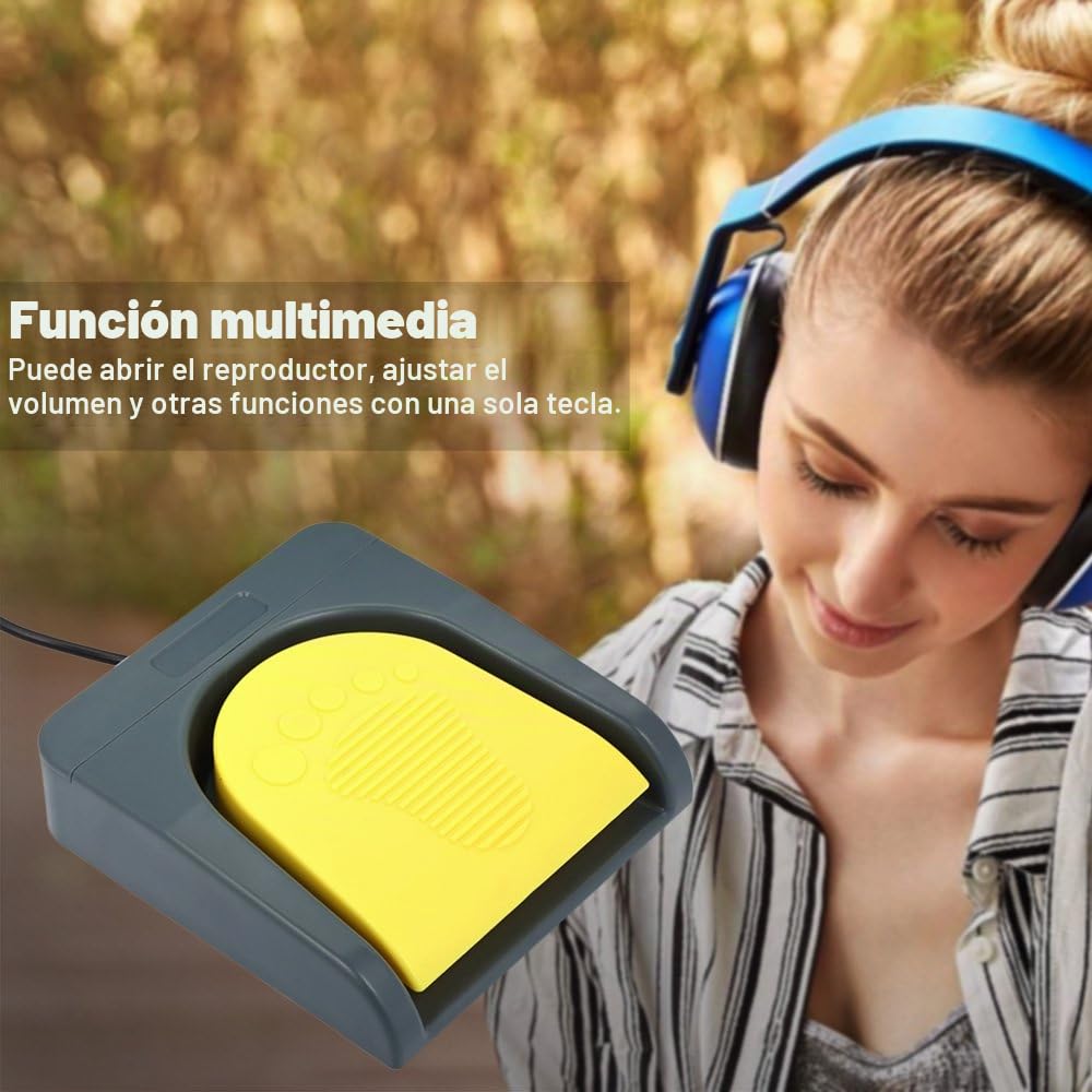 Docooler PCsensor - Interruptor USB de un solo pie, control de una tecla, teclado de computadora, pedal de acción, color gris con amarillo