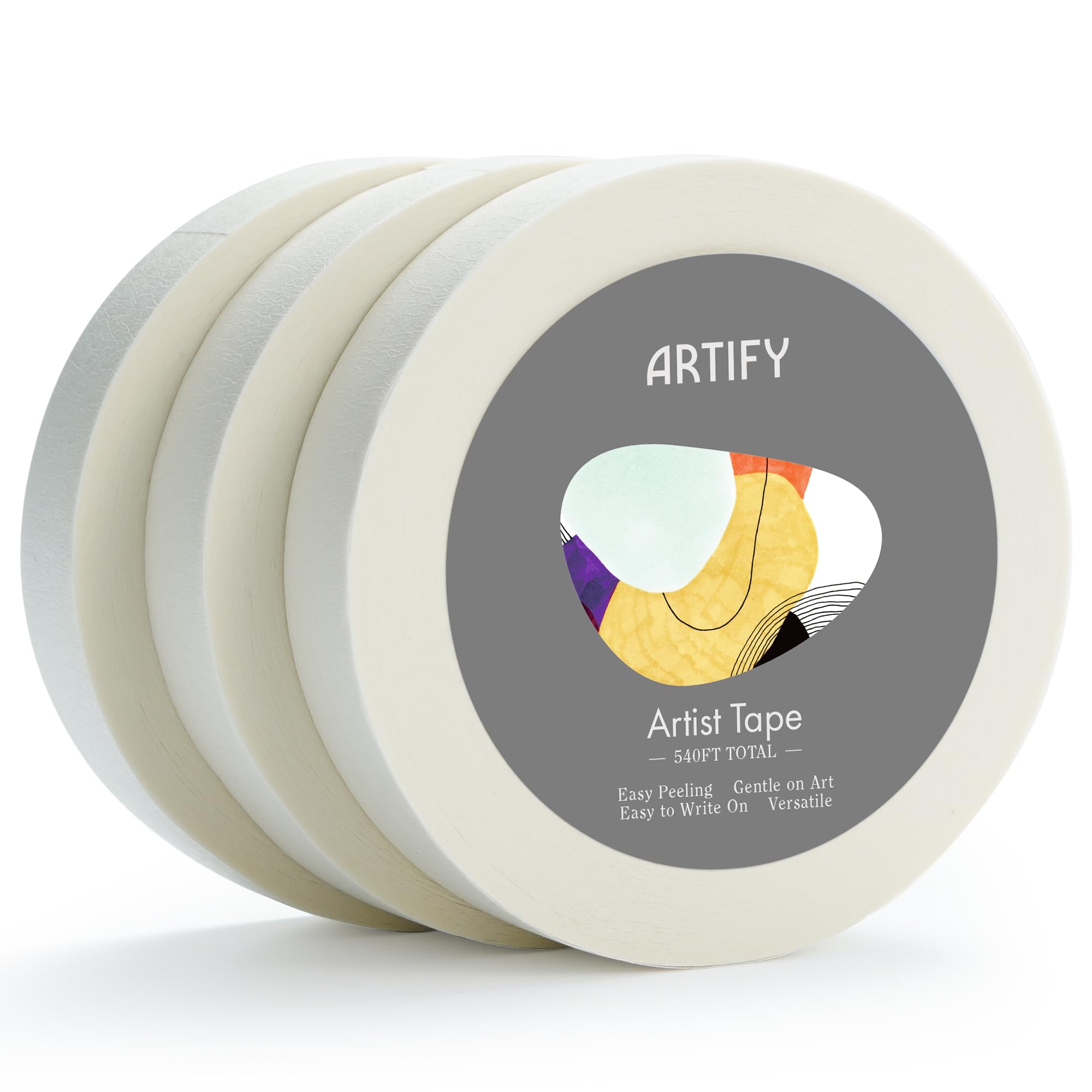 ARTIFY Artist Tape for Drafting Art, 1" *3 Pack White Masking Tape for Watercolor Painting Drafting Canvas Framing and All Paper Media, for Craft,