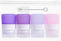 Vista 29 de Botellas exprimibles de condimentos para salsas, mini recipiente de silicona para aderezo de ensalada de 2 onzas para llevar con bolsa de sándwich