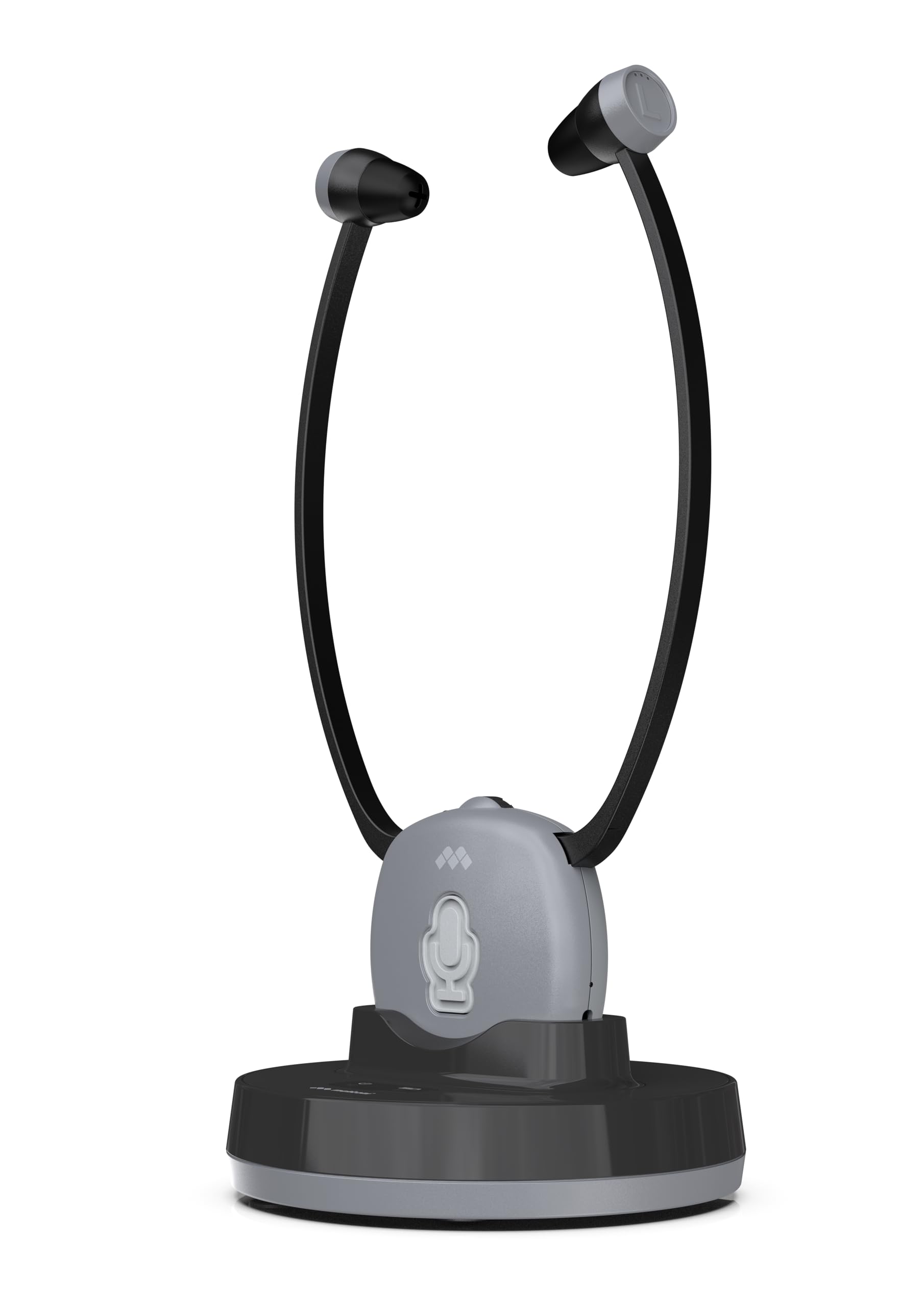 Meliconi Zestaw słuchawkowy do telewizora Easy Audio, cyfrowy model Steto z wejściem optycznym, mikrofonem otoczenia, regulacją głośności, podstawą ładowania, zasięg 20 m, zrównoważony dźwięk do